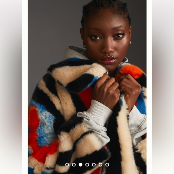 Anthropologie NWT Jakke Multicolor Faux Fur Coat Size S. - Picture 4 of 13